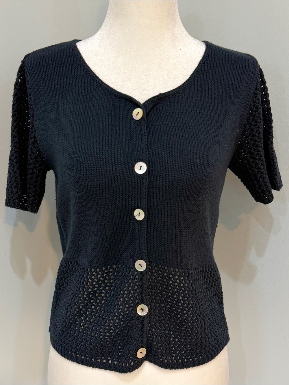 Clio Dark Navy Short-sleeve Cardigan